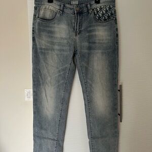 Dior Blue Denim Jeans with Patterned Dior Pocket